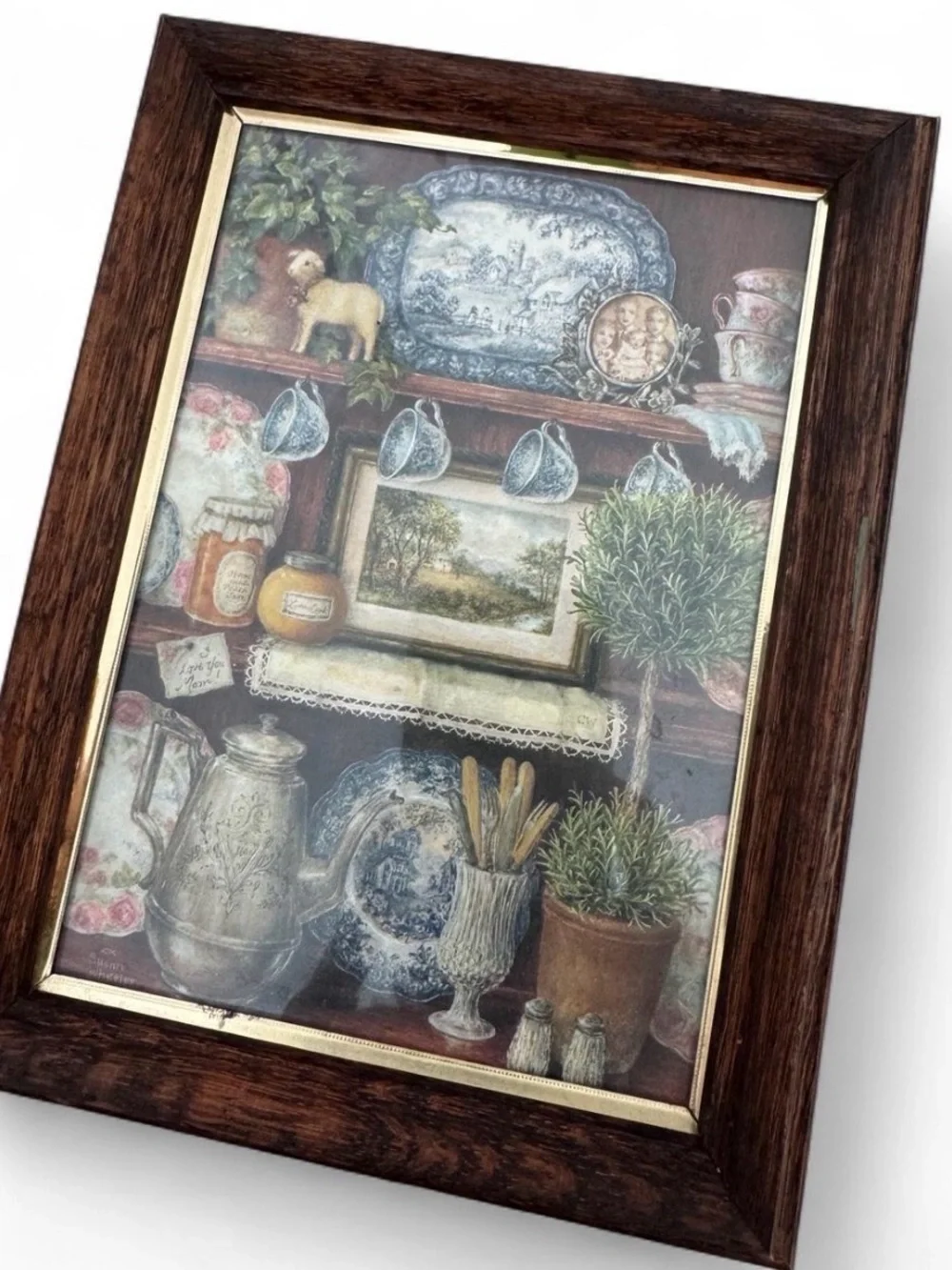 Vintage Cottagecore Bundle- wooden frame and brass candlesticks